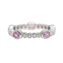 1.38Ct Natural Pink Sapphire and Diamond Eternity Ring 18Kt White Gold