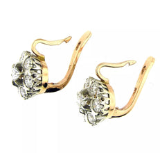 $12.500  3.10 Ct Rose Gold Diamond Russian Style Cluster Hanging Earrings 14Kt