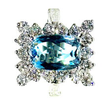 $12800 7.60Ct White Gold Cushion Cut Aquamarine and Diamond Antique Ring 14Kt