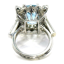 $12800 7.60Ct White Gold Cushion Cut Aquamarine and Diamond Antique Ring 14Kt