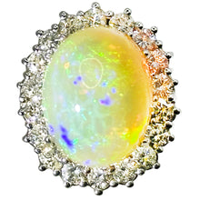 $12,599 11.50Ct White Gold Opal and Diamonds All Around Ring 14Kt