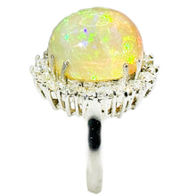 $12,599 11.50Ct White Gold Opal and Diamonds All Around Ring 14Kt