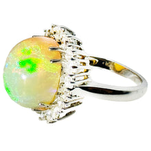 $12,599 11.50Ct White Gold Opal and Diamonds All Around Ring 14Kt