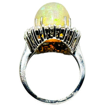 $12,599 11.50Ct White Gold Opal and Diamonds All Around Ring 14Kt