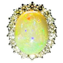 $12,599 11.50Ct White Gold Opal and Diamonds All Around Ring 14Kt