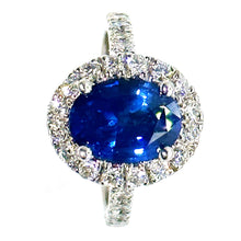 $12500 3.75Ct White Gold Women's Halo Sapphire and Diamond Cocktail Ring 14Kt