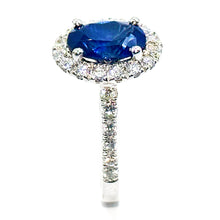 $12500 3.75Ct White Gold Women's Halo Sapphire and Diamond Cocktail Ring 14Kt