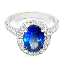 $12500 3.75Ct White Gold Women's Halo Sapphire and Diamond Cocktail Ring 14Kt