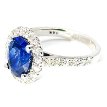 $12500 3.75Ct White Gold Women's Halo Sapphire and Diamond Cocktail Ring 14Kt