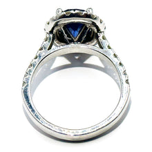 $12500 3.75Ct White Gold Women's Halo Sapphire and Diamond Cocktail Ring 14Kt