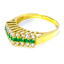 $2700 0.85Ct Yellow Gold Emerald and Diamond Ring 14Kt