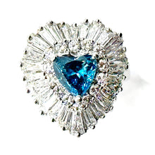 $28900 3.57Ct Platinum Blue Heart and Baguette Diamond Transformable Ring Pendant