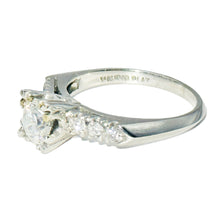 $5900 1950's Antique Platinum Diamond Engagement Ring 1.01Ct