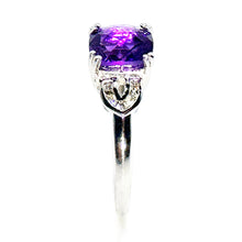 $1900 2.10Ct White Gold Cushion Amethyst and Diamond Ring 14Kt