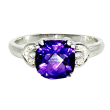 $1900 2.10Ct White Gold Cushion Amethyst and Diamond Ring 14Kt