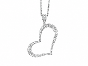 14KT White Gold Heart Diamond Pendant Approximately 1.65 CTW with 18in Franco Chain