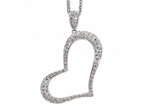14KT White Gold Heart Diamond Pendant Approximately 1.65 CTW with 18in Franco Chain