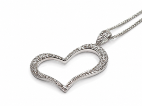 14KT White Gold Heart Diamond Pendant Approximately 1.65 CTW with 18in Franco Chain