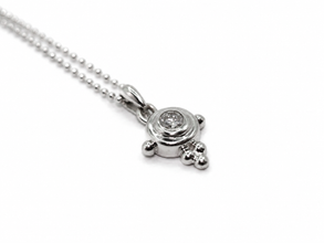 0.15Ct Diamond Cross Pendant Vintage 16in Chain 14K White Gold Bezel Set