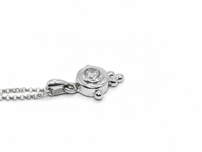 0.15Ct Diamond Cross Pendant Vintage 16in Chain 14K White Gold Bezel Set