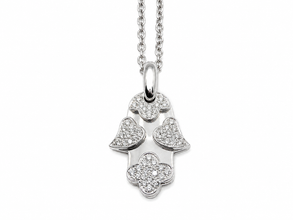 0.50ct Natural Diamond Hamsa Heart Pendant 18K White Gold 16