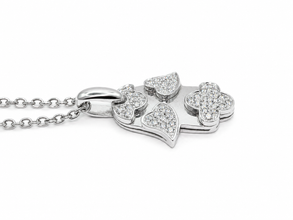 0.50ct Natural Diamond Hamsa Heart Pendant 18K White Gold 16