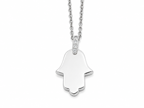 0.50ct Natural Diamond Hamsa Heart Pendant 18K White Gold 16
