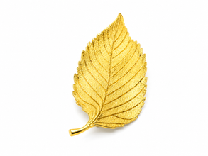 Vintage Tiffany & Co. Leaf Brooch Pin 18K Yellow Gold Textured Estate 13.08g