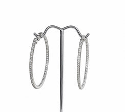 14KT White Gold Inside-Out Diamond Hoop Earrings 3.75 CTW Natural Diamonds