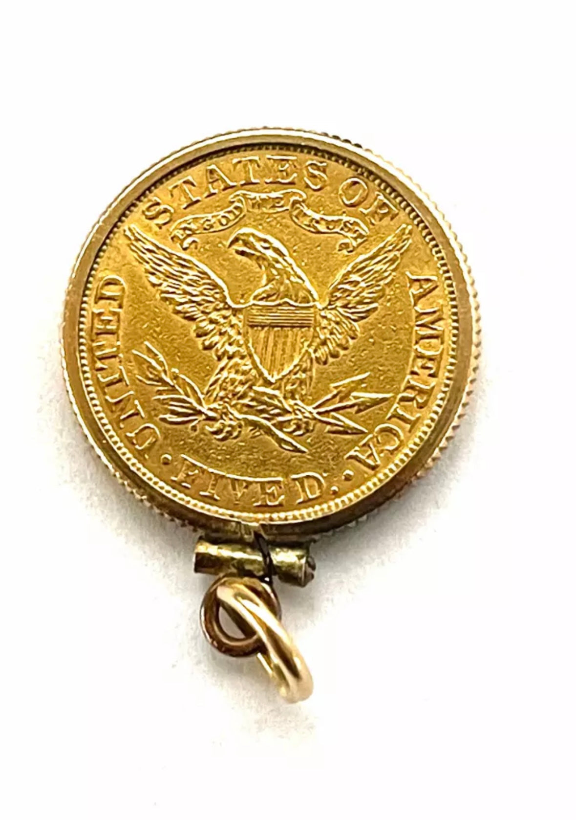 1880 Liberty Gold Half Eagle $5 Coin - Rare Gold Coin Pendant