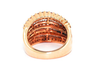1.60 Ct Rose Gold Natural Baguette and Round Diamond Anniversary Ring