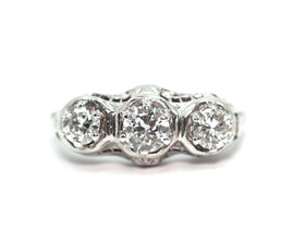 1950's Antique Style 14 KT White Gold 0.84 Ct Natural Diamond Filigree Women's Ring