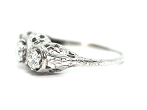 1950's Antique Style 14 KT White Gold 0.84 Ct Natural Diamond Filigree Women's Ring