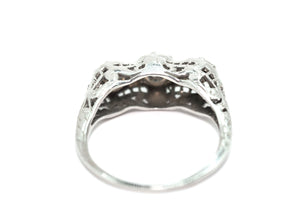1950's Antique Style 14 KT White Gold 0.84 Ct Natural Diamond Filigree Women's Ring