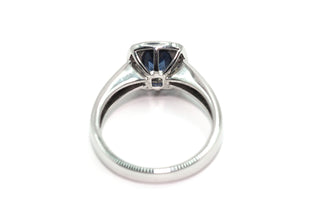 0.62Ct White Gold Natural Sapphire Bezel Set and Diamond Ring 18Kt