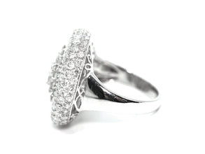 6.25 Ct White Gold Diamond Pave Set Cocktail Fashion Women's Ring 18 Kt