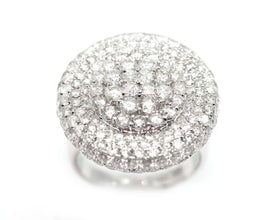 6.25 Ct White Gold Diamond Pave Set Cocktail Fashion Women's Ring 18 Kt
