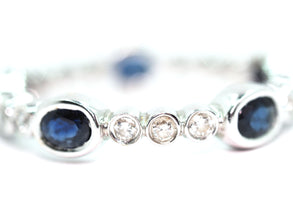 1.475Ct White Gold Natural Sapphire and Diamond Anniversary Wedding Band 18kt