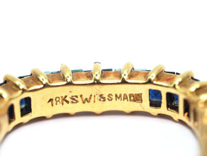 2.80 Ct Yellow Gold Square Natural Sapphire Eternity Wedding Band Ring 18KT