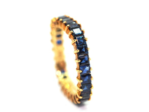 2.80 Ct Yellow Gold Square Natural Sapphire Eternity Wedding Band Ring 18KT