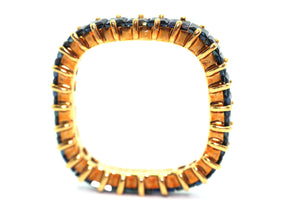 2.80 Ct Yellow Gold Square Natural Sapphire Eternity Wedding Band Ring 18KT