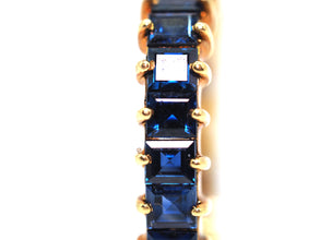 2.80 Ct Yellow Gold Square Natural Sapphire Eternity Wedding Band Ring 18KT