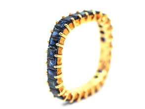 2.80 Ct Yellow Gold Square Natural Sapphire Eternity Wedding Band Ring 18KT