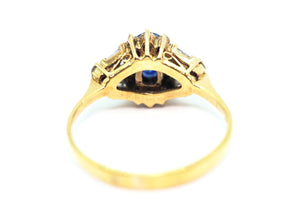 0.85Ct Yellow Gold Natural Sapphire and Diamond Baguette Fashion Ring 18Kt