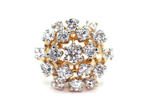 2.50 Ct Natural Diamond Yellow Gold Abstract Flower Cocktail Ring 14kt