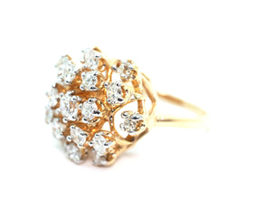 2.50 Ct Natural Diamond Yellow Gold Abstract Flower Cocktail Ring 14kt