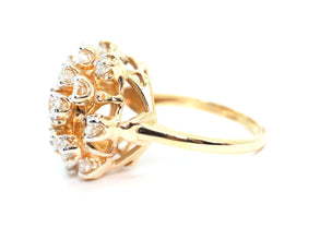 2.50 Ct Natural Diamond Yellow Gold Abstract Flower Cocktail Ring 14kt