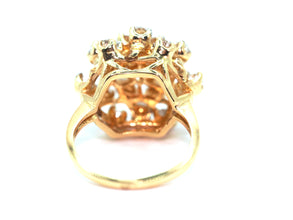 2.50 Ct Natural Diamond Yellow Gold Abstract Flower Cocktail Ring 14kt