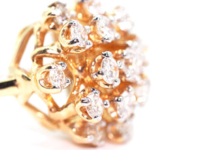 2.50 Ct Natural Diamond Yellow Gold Abstract Flower Cocktail Ring 14kt