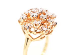 2.50 Ct Natural Diamond Yellow Gold Abstract Flower Cocktail Ring 14kt